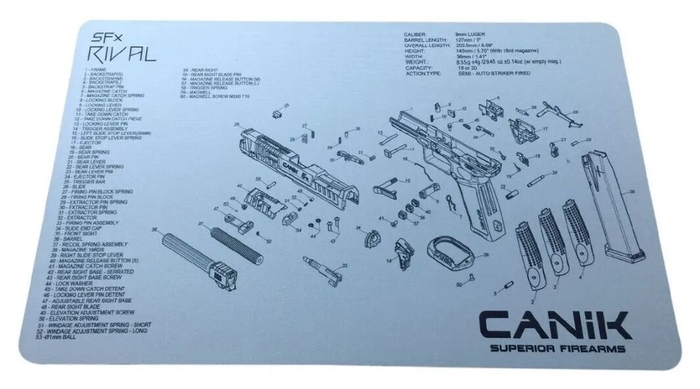 CANIK® TP9SFX Rival Handgun Gun Cleaning Mat. Original from Canik