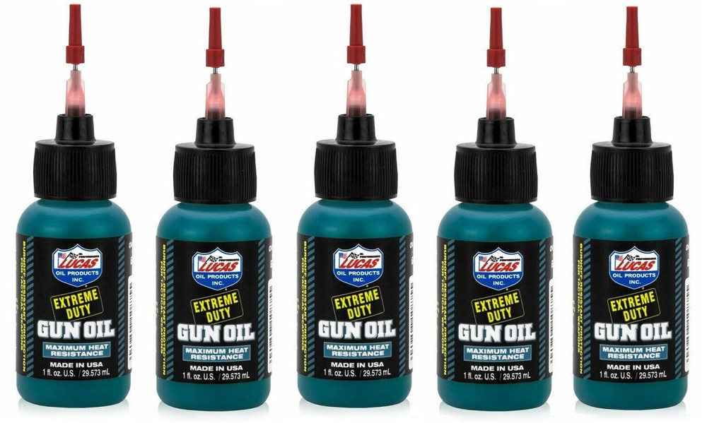 5 PACK Lucas Extreme Duty Liquid Gun Oil 1 oz Plastic Bottle | Needle Oiler
