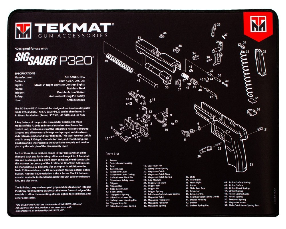TekMat Sig P320 Ultra Premium Gun Cleaning Mat 15″ x 20″ – TEKR20SIGP320