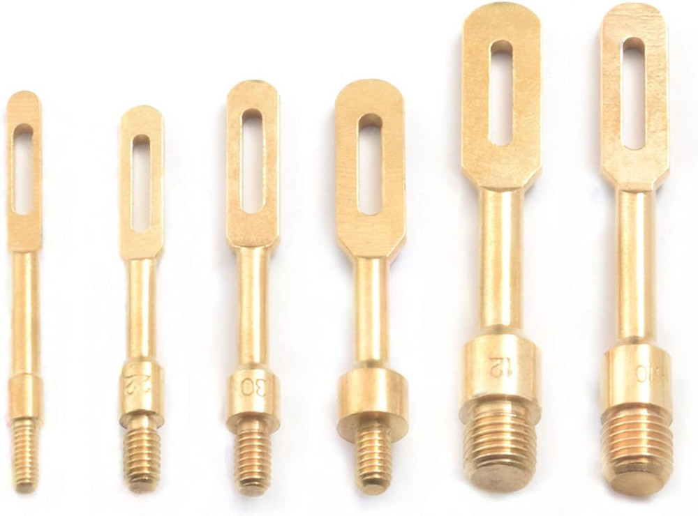 6 Pack Solid Brass Slotted Tip Jag Patch Holder for Rifle/Handgun/Pistol