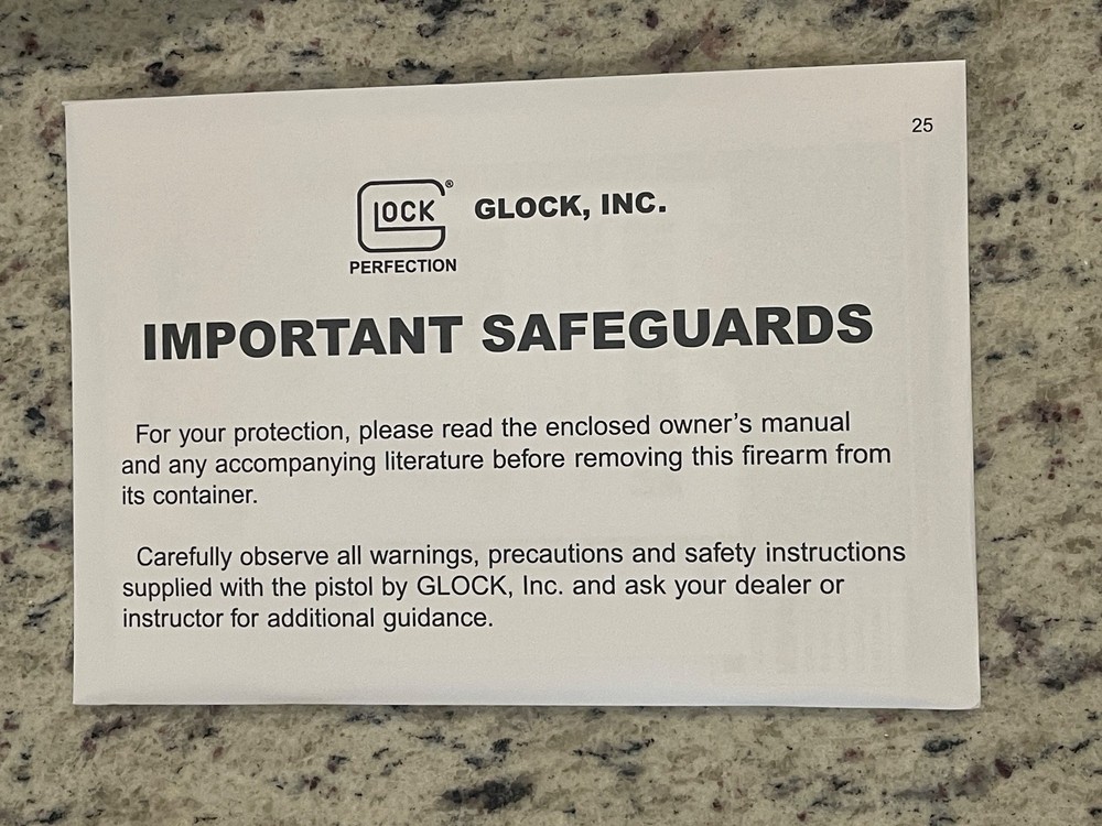 NEW Sealed Original Glock OEM Instruction Manual with warranty card all models