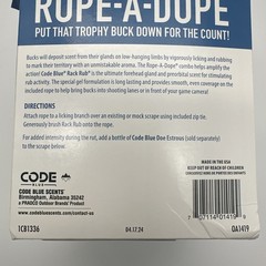 CODE BLUE OA1419 ROPE – A – DOPE Rack Rub Deer / Buck Scent Lure Branch Gel