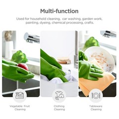IUCGE Rubber Dishwashing Gloves 6 Pairs Kitchen Cleaning Long Reusable Durable S