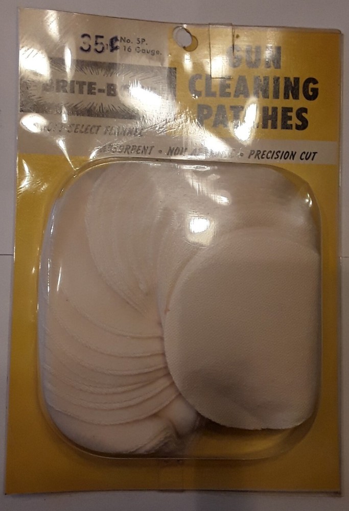 VINTAGE. BRITE-BORE GUN CLEANING PATCHES, No. 5P. 12 – 16 GUAGE. UNOPENED