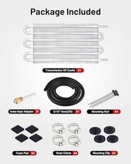 5/16″ Transmission Oil Cooler Tube and Fin Cooler Kit Universal 6 Pass Silver