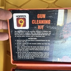 Vintage Hoppe’s No. 9 Gun Cleaning Kit-Orng Case Half Full Bottle Missing 1 Rod