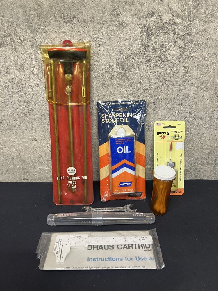 Sears Rifle Cleaning Rod Kit Tools & Various Gun Cleaning Oils