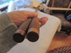 Antique Vtg. Wood & Brass 3-Pc Gun Cleaning Rod & one Solid Rod one Cleaning Tip
