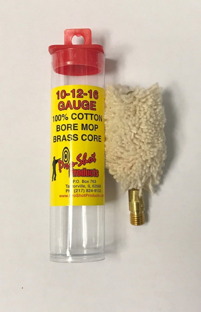 Pro Shot 12 Gauge Shotgun / Slug Gun 100% Cotton Bore Mop Brass Core