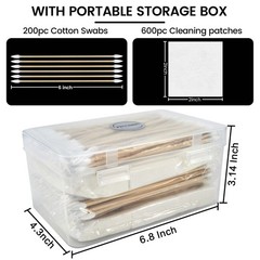 Gun Cleaning Supplies Case – 600PCS Patches & 200PCS Swabs, 6” Double Ended…