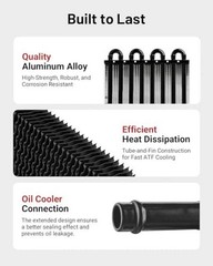 5/16″ Transmission Oil Cooler Tube and Fin Cooler Kit Universal 8 Pass Black