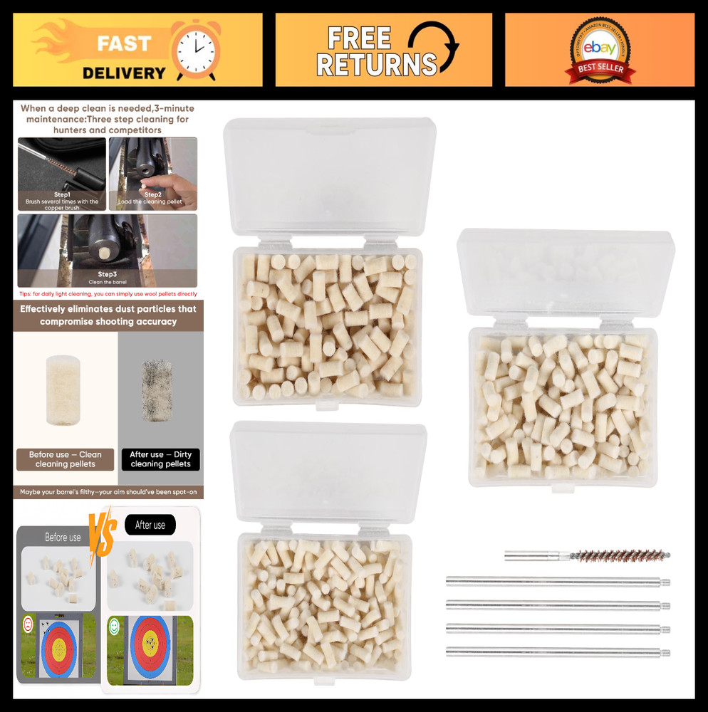 .22 Caliber Cleaning Pellets & Cotton Wool Felt for Airgun Maintenance – 200 Cou