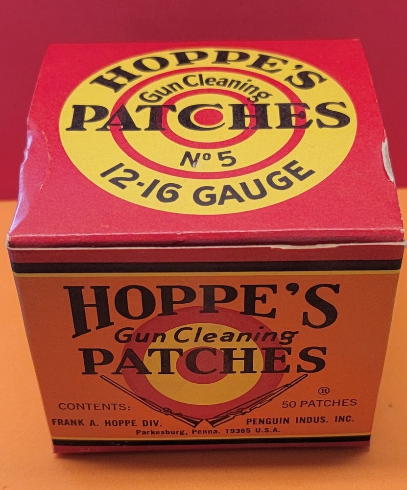 Vintage Full Hoppe’s Gun Cleaning Patches No 5 , 12 – 16 Gauge (PRE BAR CODE)