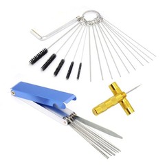 Carburettor Cleaning Brush Set Stainless Steel Aluminum Box 5 Brushes Wrench Kit