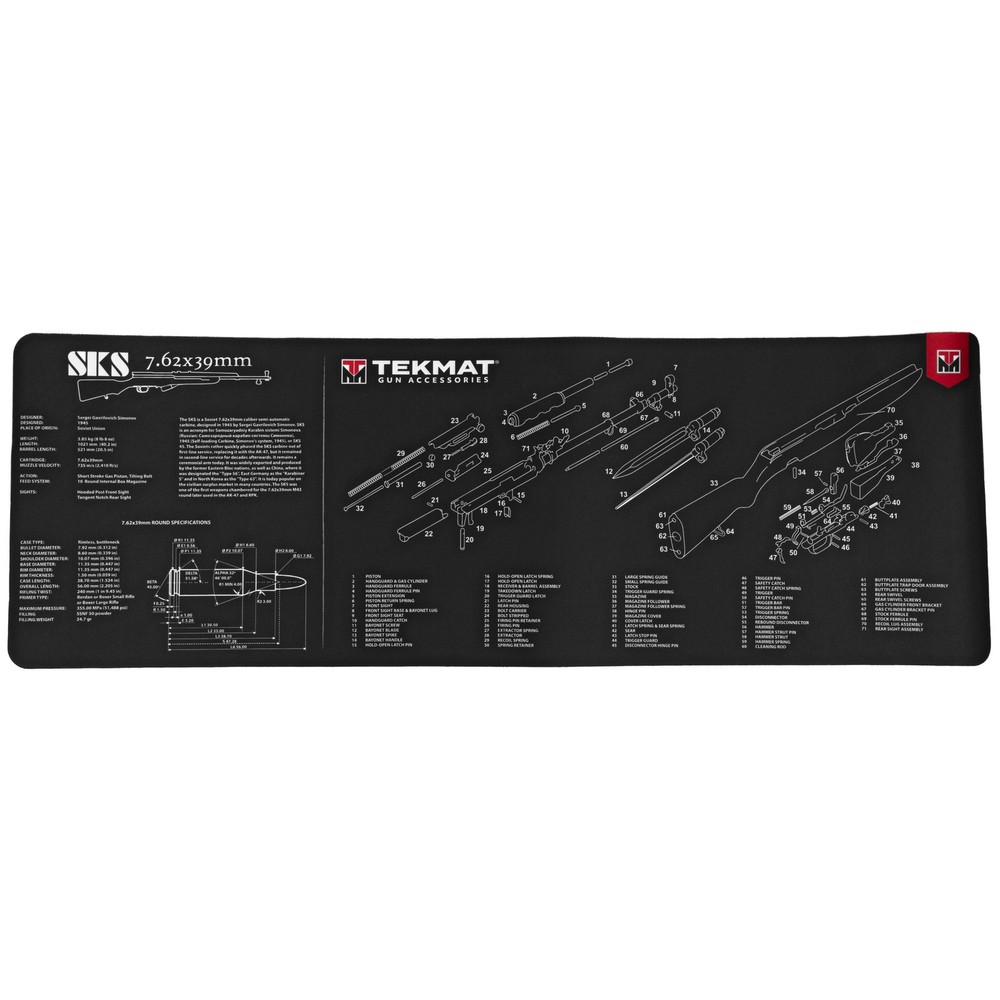 TekMat TEKR36SKS SKS Cleaning Mat Black/White Rubber 12″x36″ SKS Parts Diagram