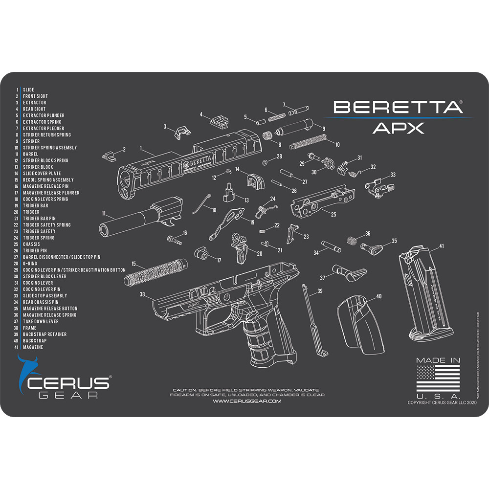 For Beretta APX Armorers Cleaning Bench Mat Cerus Gear PREMIUM Made In USA