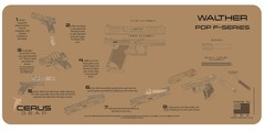 Walther PDP F Series Instructional Jumbo 12″ X 27″ Gun Cleaning Mat FDE