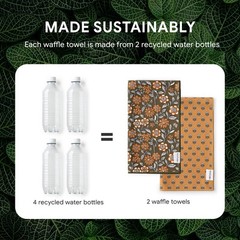 Recyco Waffle Kitchen Towel Set Of 2 – Quick Dry Microfiber Sustainable Dish