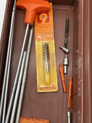 Vintage Hoppe’s Gun Cleaning Kit in a Brown Case Collectable