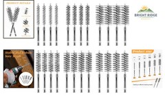 24 Piece Stainless Steel Bore Brush Set for Drill, Hex Shank Cleaning Tools