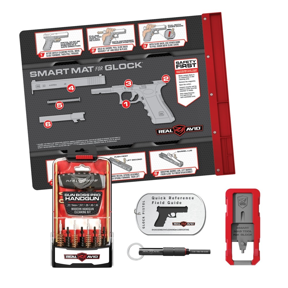 Real Avid Pro Pack for Glock – W/ Gun Mat, Cleaning Kit, 2-in-1 Tool + Mag Tool