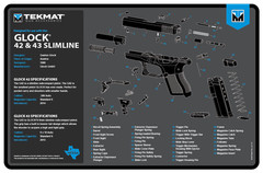 TekMat TEKR17GLOCK4243BL Glk 42/43 Cleaning Mat Black/Blue/White Rubber 11″x17″
