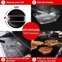 Safe Wire Grill Brush for Outdoor Grill w/Grill Scraper & Grill Mat Grill