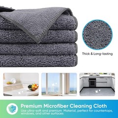 Homexcel Grey Microfiber Cleaning Cloth 12 Pack Premium Microfiber Towels For