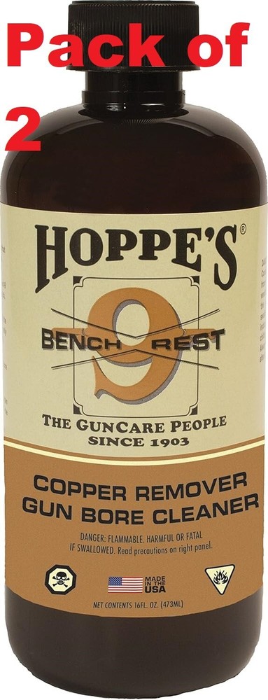 Hoppes 9″ Bench Rest Copper Bore Cleaning Solvent 16oz Bottle BR916 (2 PACK!)