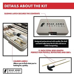 Handgun Cleaning Kit for Pistols Revolver and SBR Calibers .22 38 9mm 347 40 45