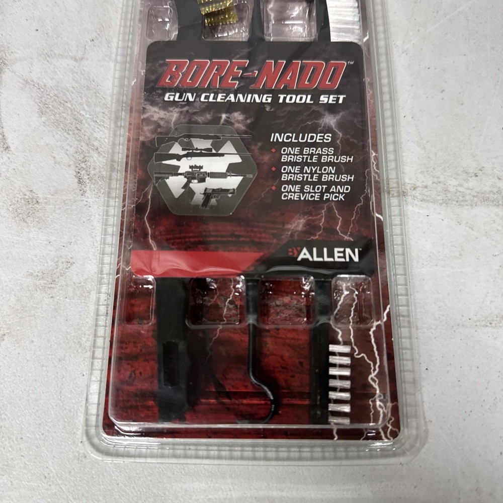 Allen GUN CLEANING TOOL SET Nylon & Brass Bristle Brush • Slot & Crevice Pick