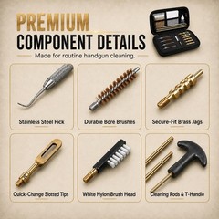 87 Pcs Gun Cleaning Kit for .22, .357, .38,9mm, .40&.45 Caliber Pistol Cleaning