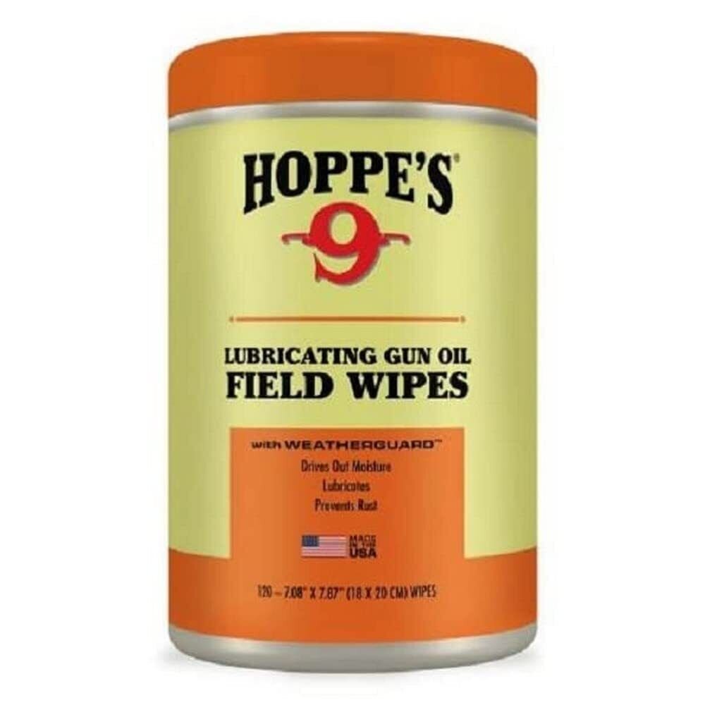 Hoppe’s No. 9 Large Lubricating Gun Oil Field Wipes, lid color may vary