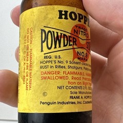 Vintage Bottle of Hoppe’s Nitro Powder Solvent No 9 Rust Bore Cleaning Half Full
