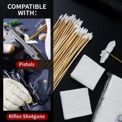 Gun Cleaning Kit – Lint-Free Patches, 6″ Cotton Swabs & Cloth for All Calibers