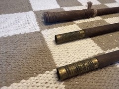 Vintage 3- Pc. Wood and Brass Shotgun Cleaning Tool 36 Inch Long