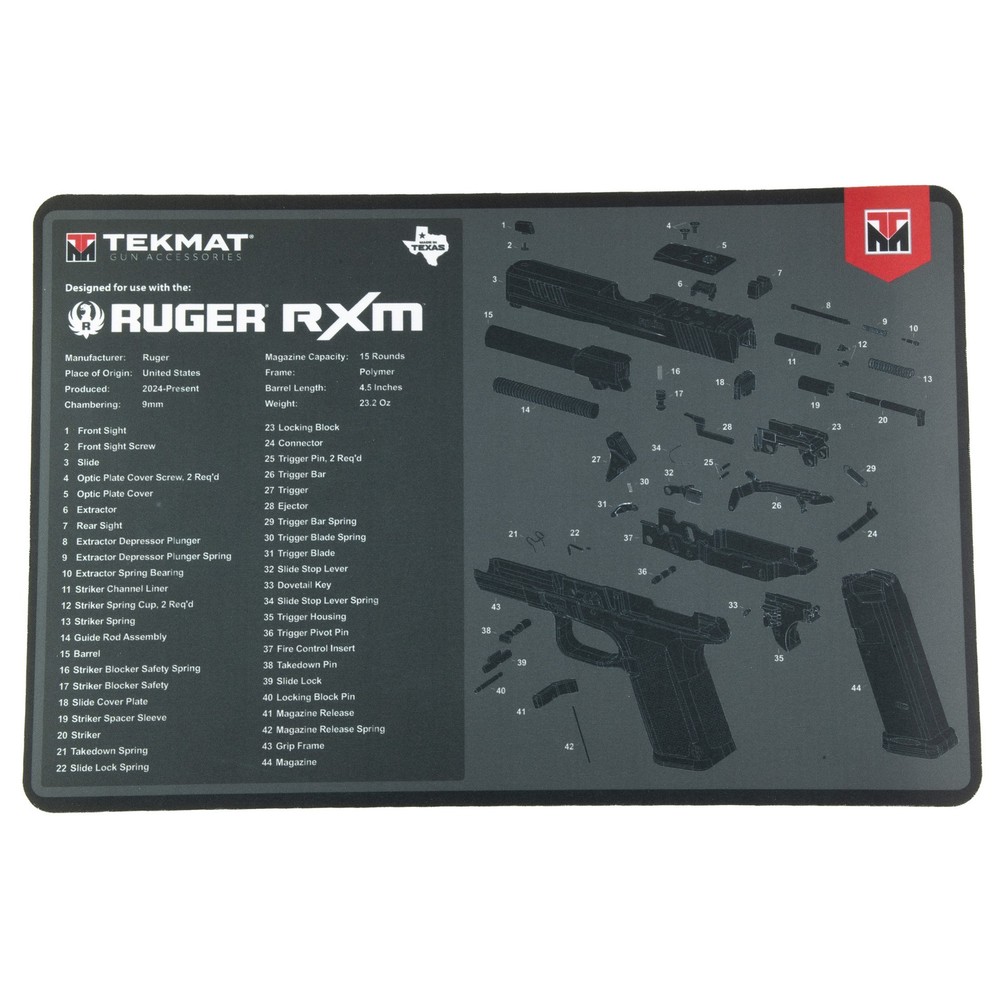 TekMat Ruger RXM Gun Cleaning Mat 11×17 Padded Oil-Resistant Black