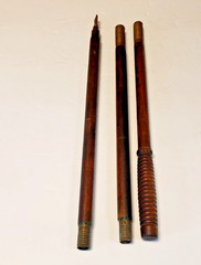 Antique 3 Piece Wood Rifle Gun Shotgun Cleaning Rod w/ Brass Fittings 36″
