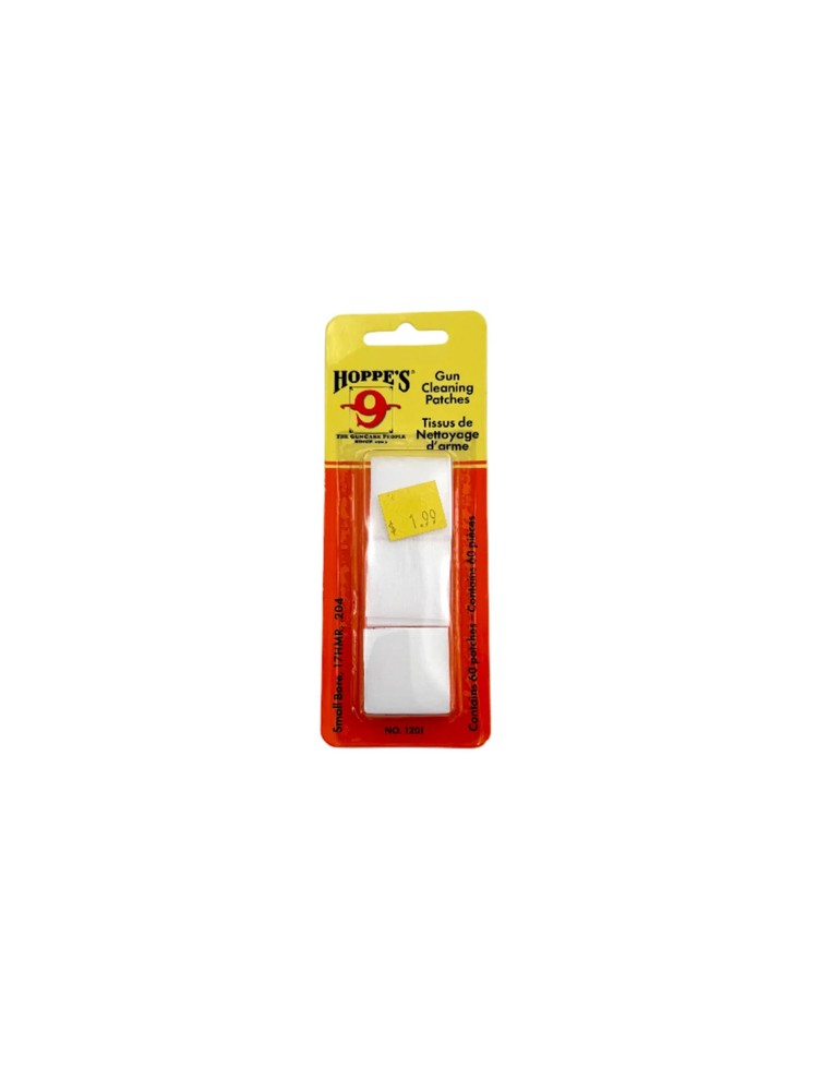 Hoppe’s 9 Gun Cleaning Patches – small bore .17 HMR, .204 – 60 patches
