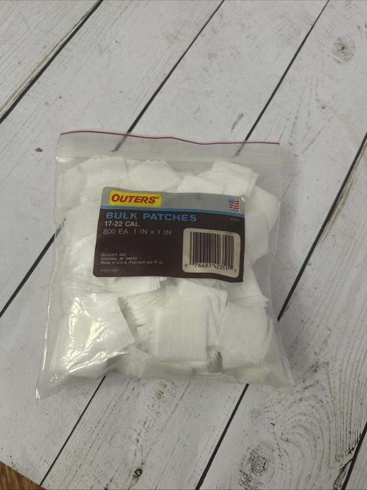 Outers Bulk Cotton Patches; 800 Patches 1”x1” 17-22 Caliber