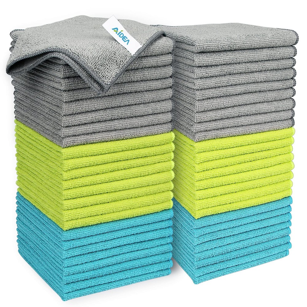 Aidea Microfiber Cleaning Cloth-50Pk Soft Microfiber Towels For Cars Absorbent