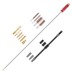 36″ Gun Cleaning Rod Kit for .22 to .50 Caliber Rifles, Bore Guide, Brushes & Ja
