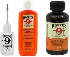 Hoppes No 9 Gun Cleaning Oil Combo Pack Bore Solvent Lubricant Patches Kit 2 Oz