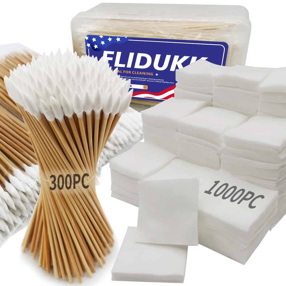 FLIDUKK Gun Cleaning Supplies 1000 PCS Patches +300PCS Pointed…