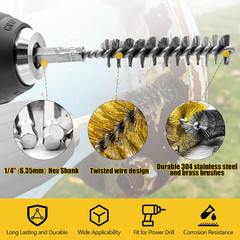 16-Piece Bore Brush Set – 304 Stainless Steel & Brass Drill Wire Bore Cleaning B