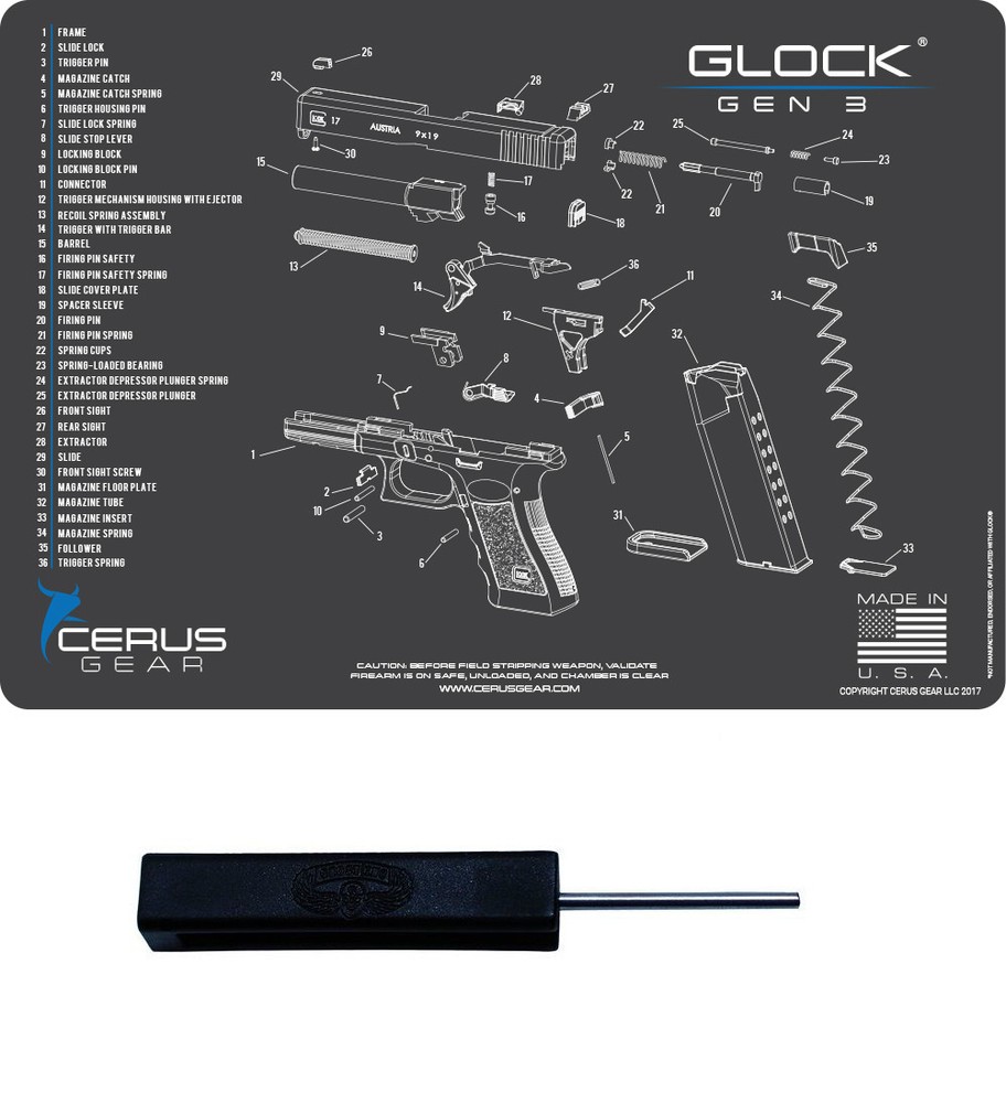 For GEN 3 GLOCK BENCH MAT & Ghost Tool 17 19 20 21 22 23 26 27 34 35 36 Kit