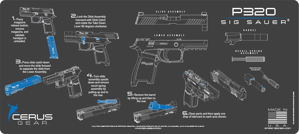 For Sig Sauer P320 Sig P320 Instructional Jumbo 12″ X 27″ Gun Cleaning Mat