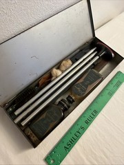 JC Higgins Vintage Wood Shotgun Cleaning Kit with Tube Of 1940’s Gunslick