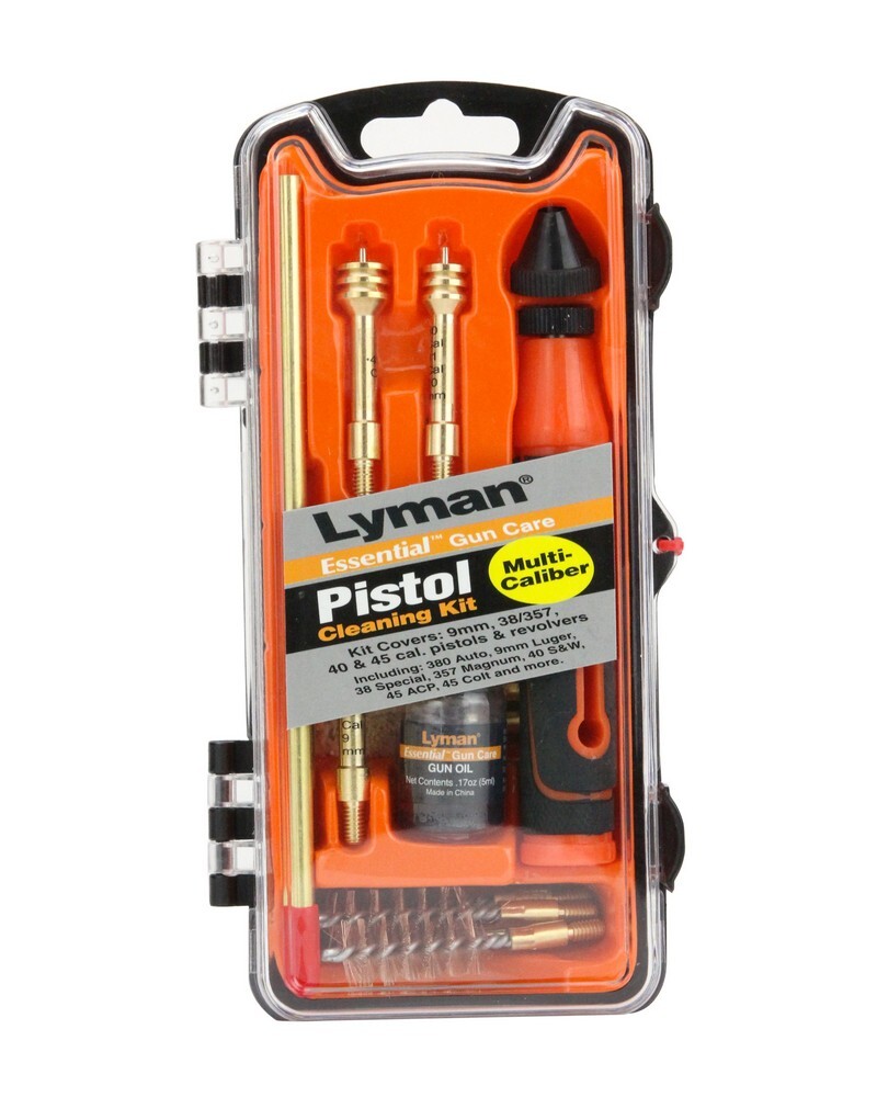 Lyman Multi Caliber Pistol Cleaning Kit Bronze Brushes, Brass Jags, Mops – 04036