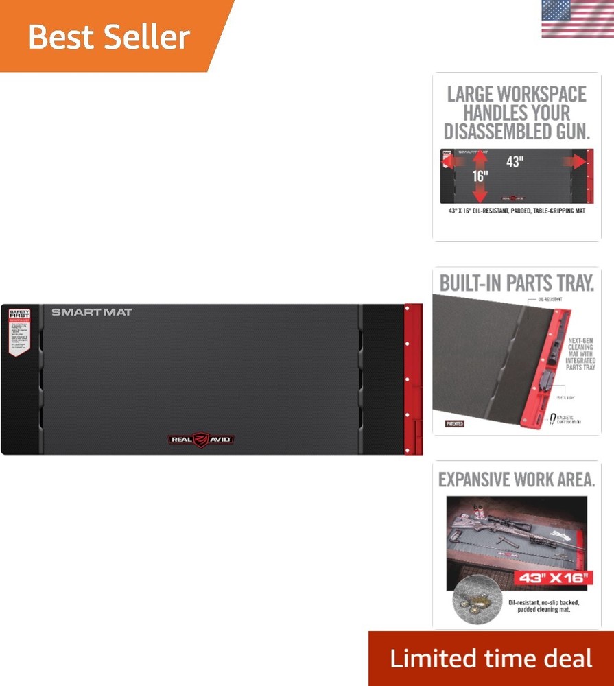 Universal Smart Mat 43×16” – Gun Cleaning Mat with Integrated Parts Tray